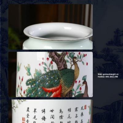 BÌNH CẮM HOA DÁNG TRỤ CHIM CÔNG